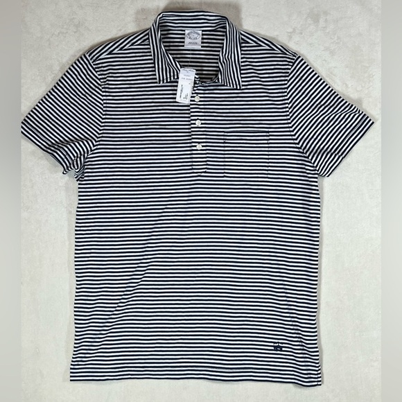 NWT Brooks Brothers Size Large Soft Lightweight Cotton Nautical Stripe Polo - Picture 1 of 9